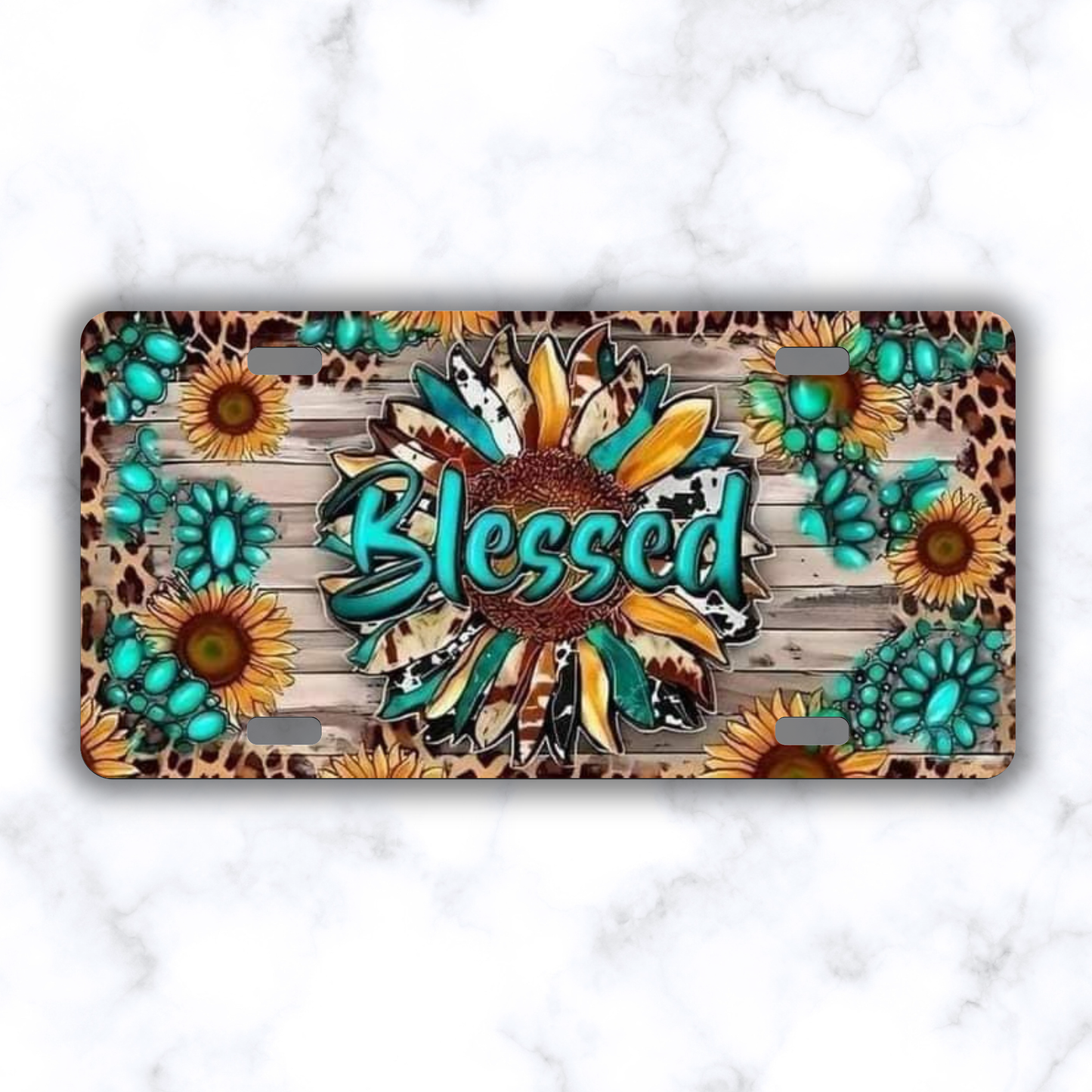 Blessed Sunflower Western License Plate