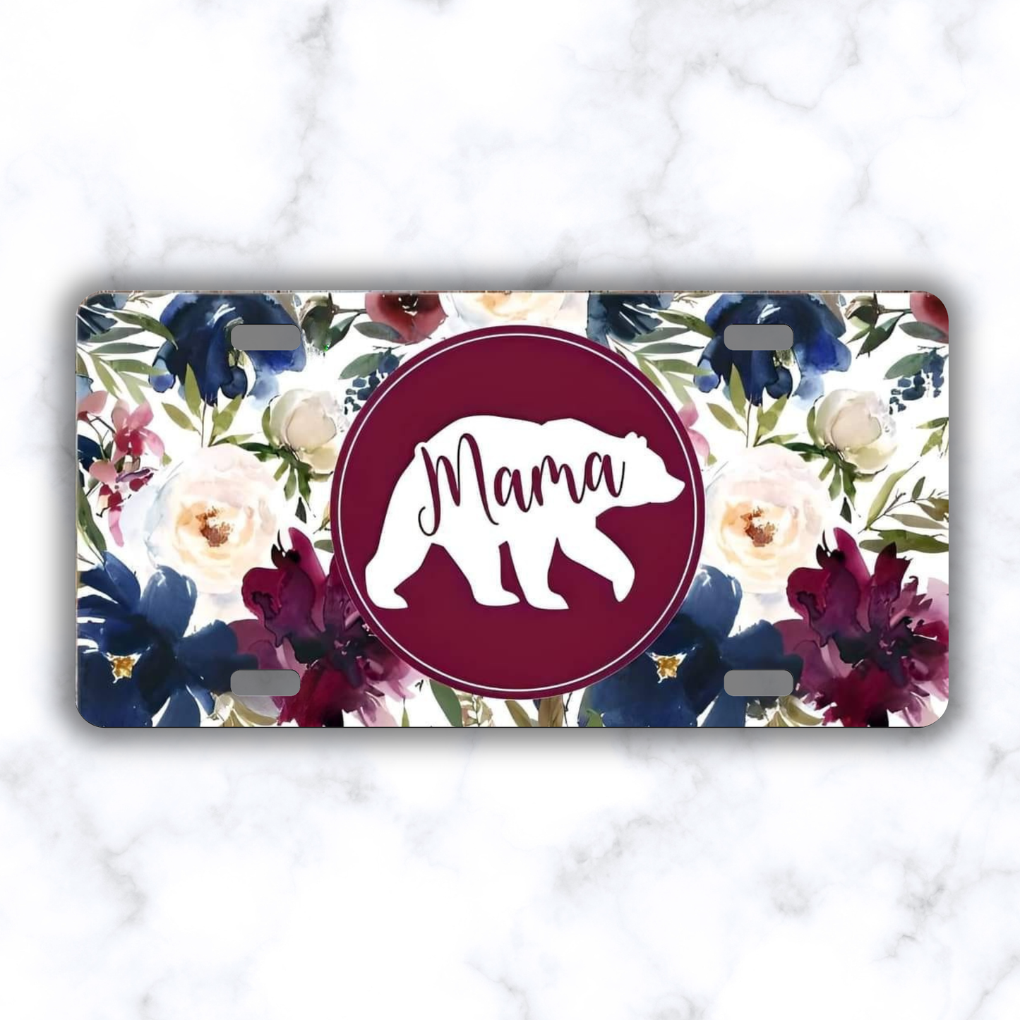 Floral Bear Mama License Plate