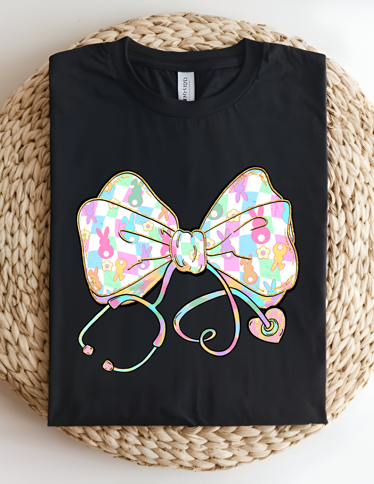 Easter Bow with Stethoscope Tshirt