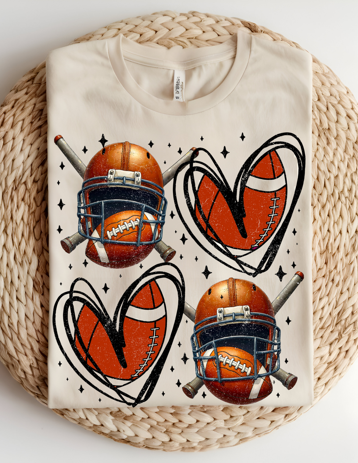 Football Hearts & Helmets Graphic Tee 🏈🖤