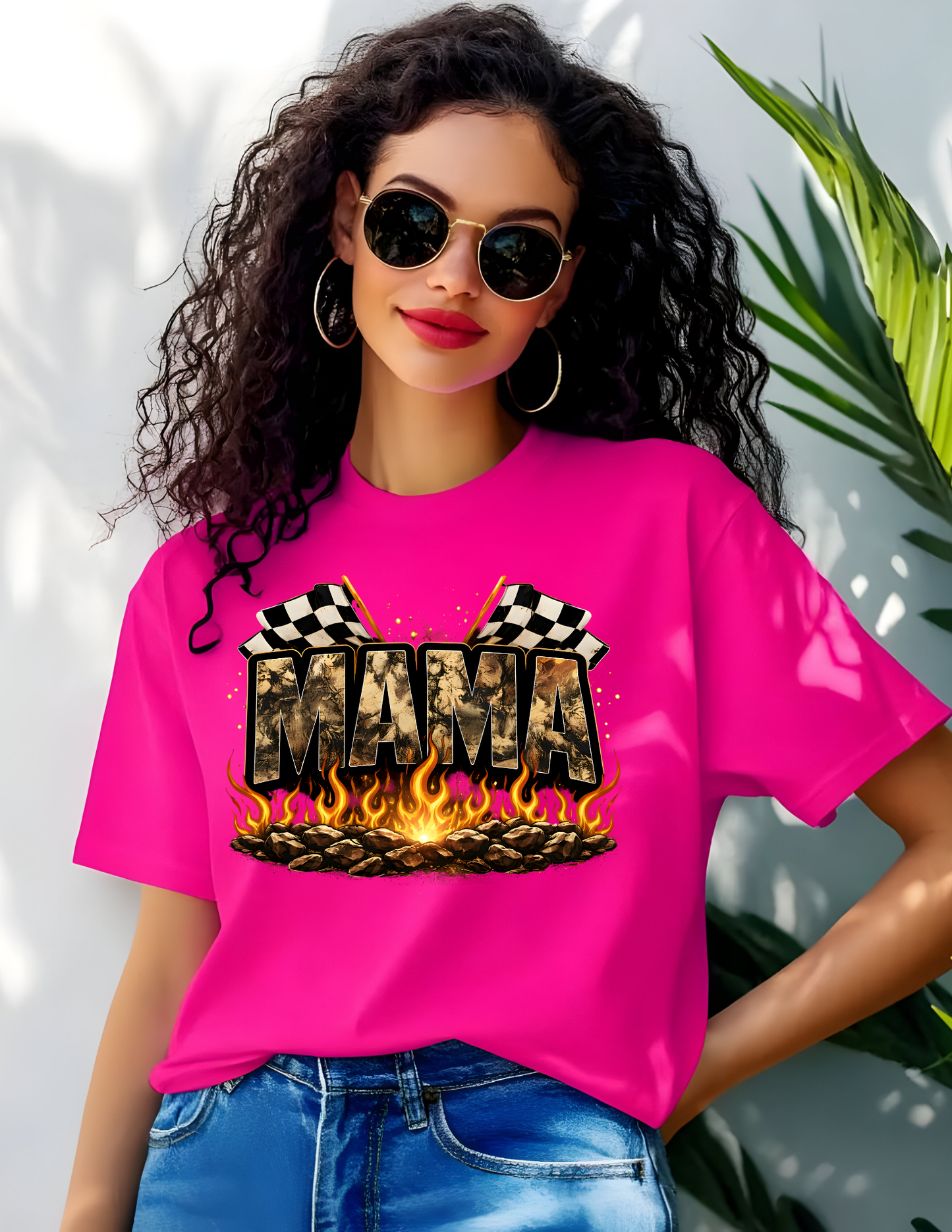 Racing Mama Flames Graphic Tee