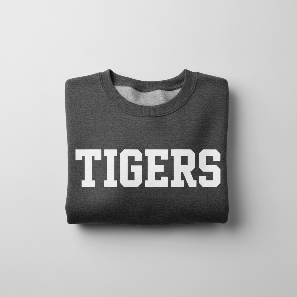 TIGERS White Letters Dark Heather Sweatshirt