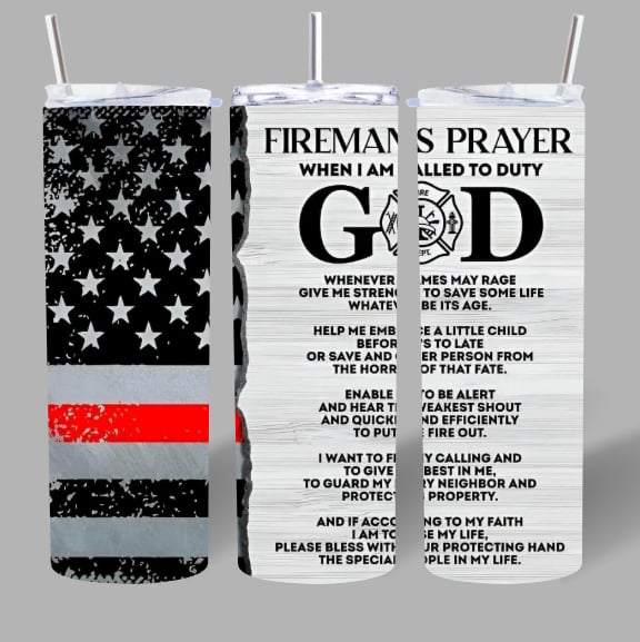 Fireman's Prayer Thin Red Line 20oz Tumbler