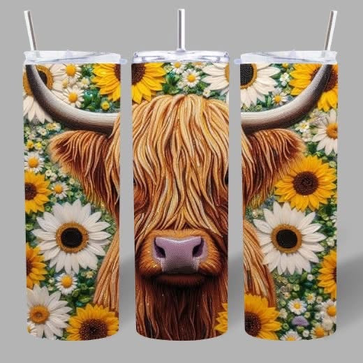 Highland Cow Sunflower Tumbler