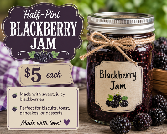 BlackBerry Jam Homemade 1/2 pint