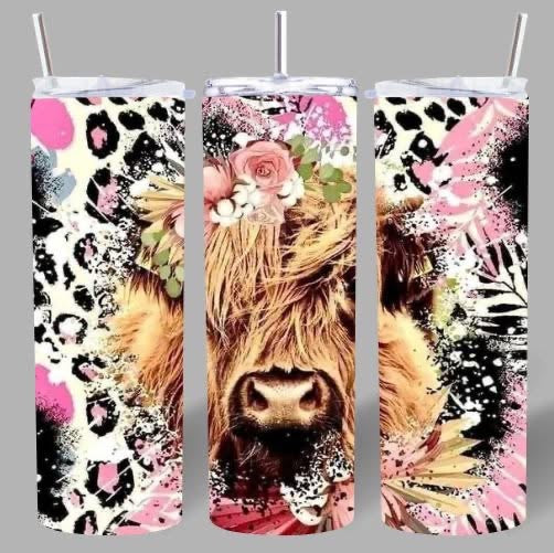 Leopard Highland Cow Tumbler