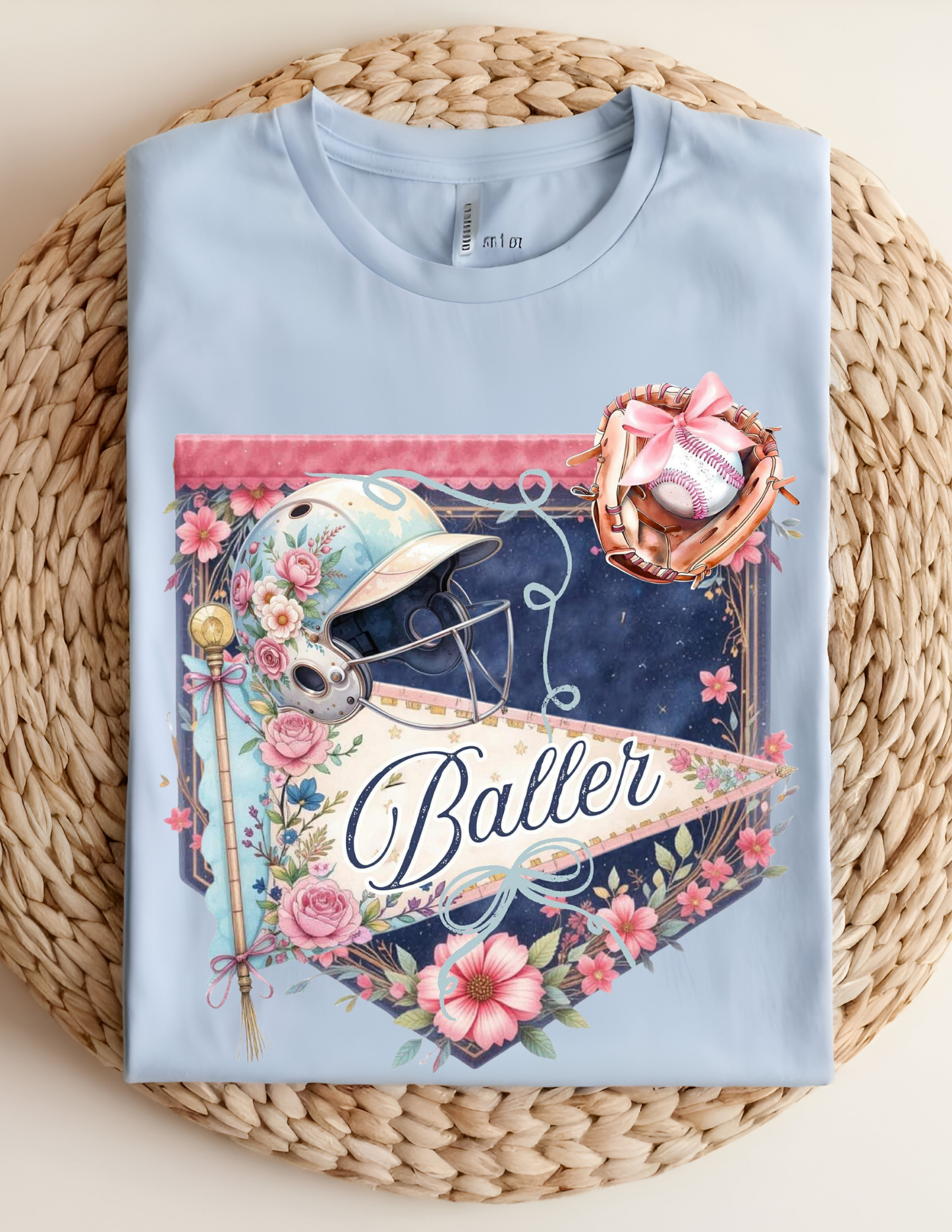 Vintage Floral Softball Baller Tee