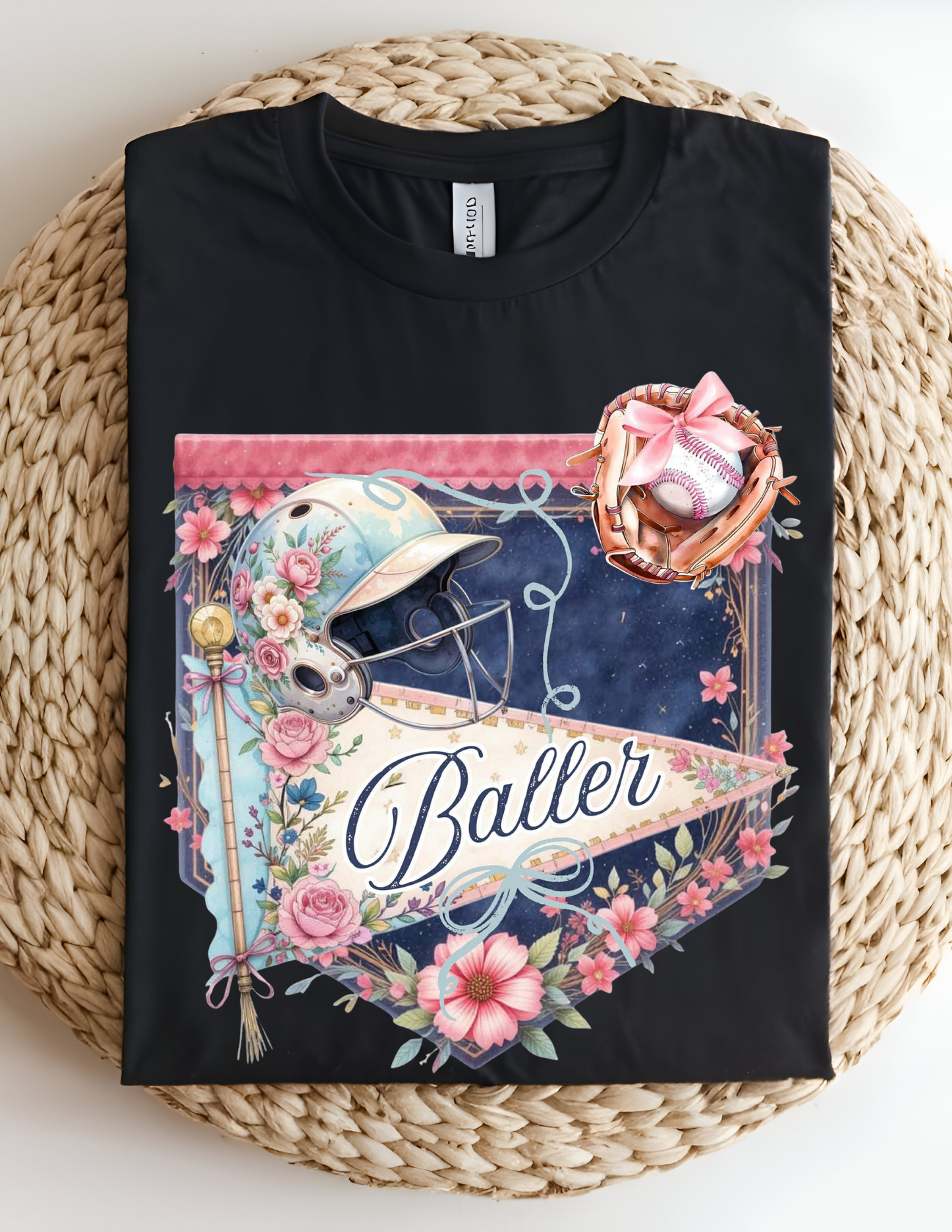 Vintage Floral Softball Baller Tee