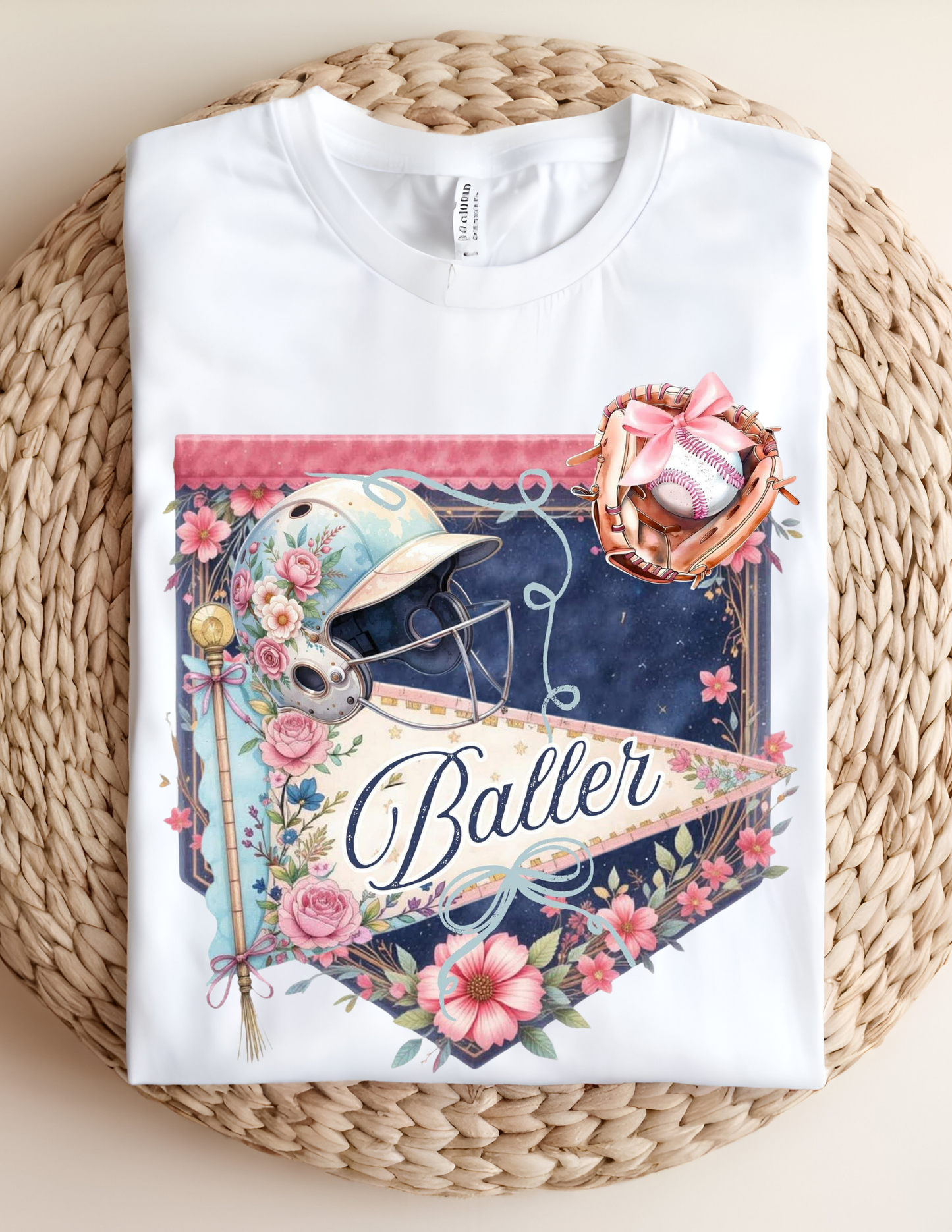 Vintage Floral Softball Baller Tee