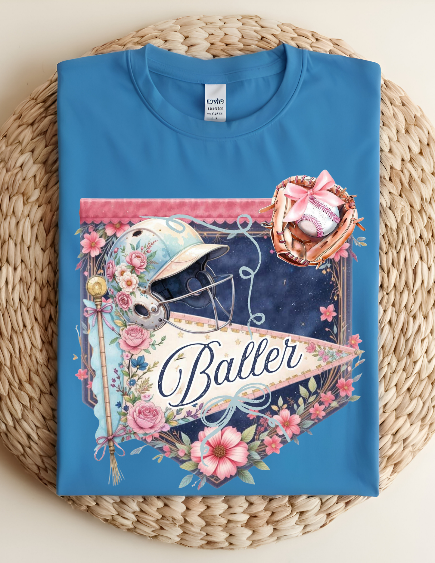Vintage Floral Softball Baller Tee