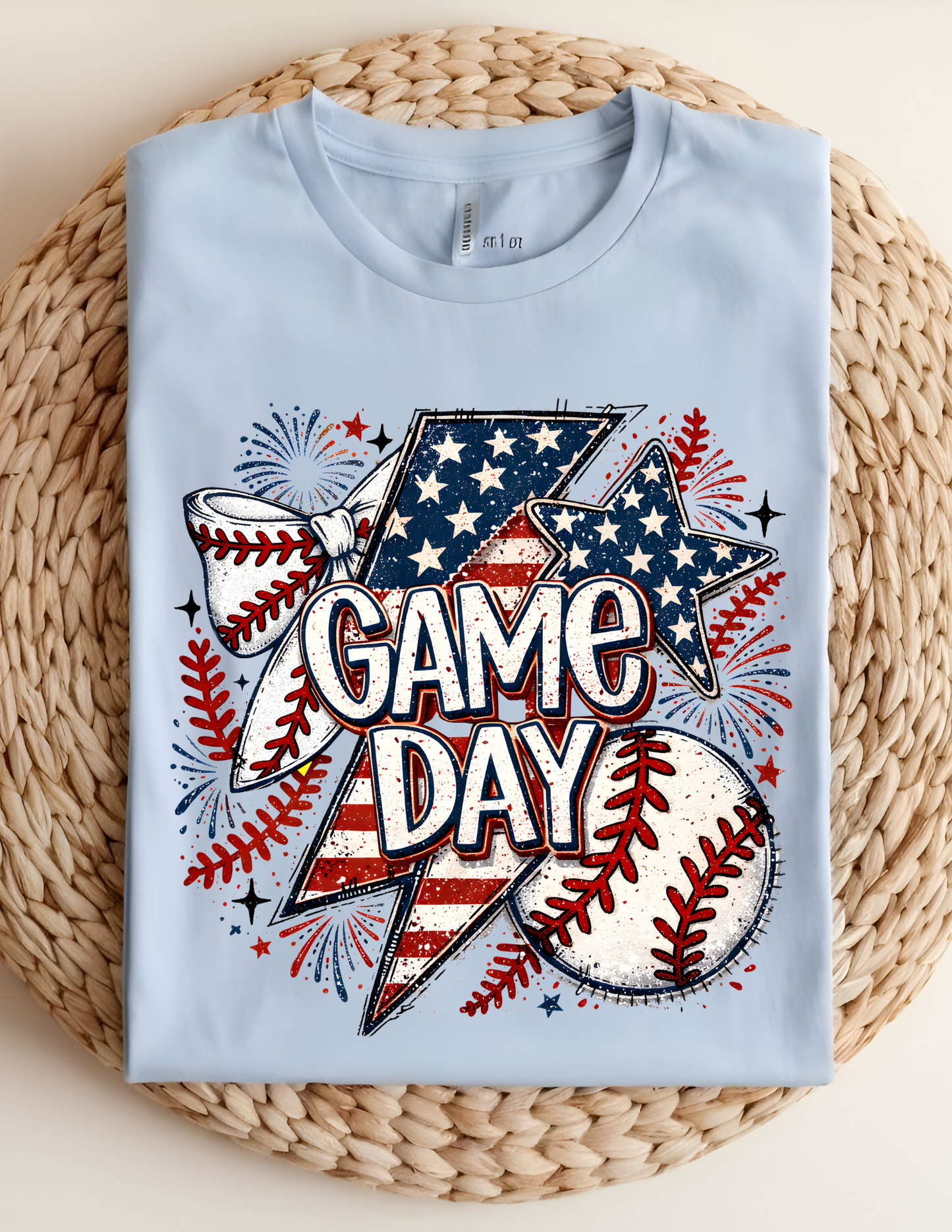 Game Day Patriotic Baseball Tee – Stars, Stripes & Home Run Style⚾