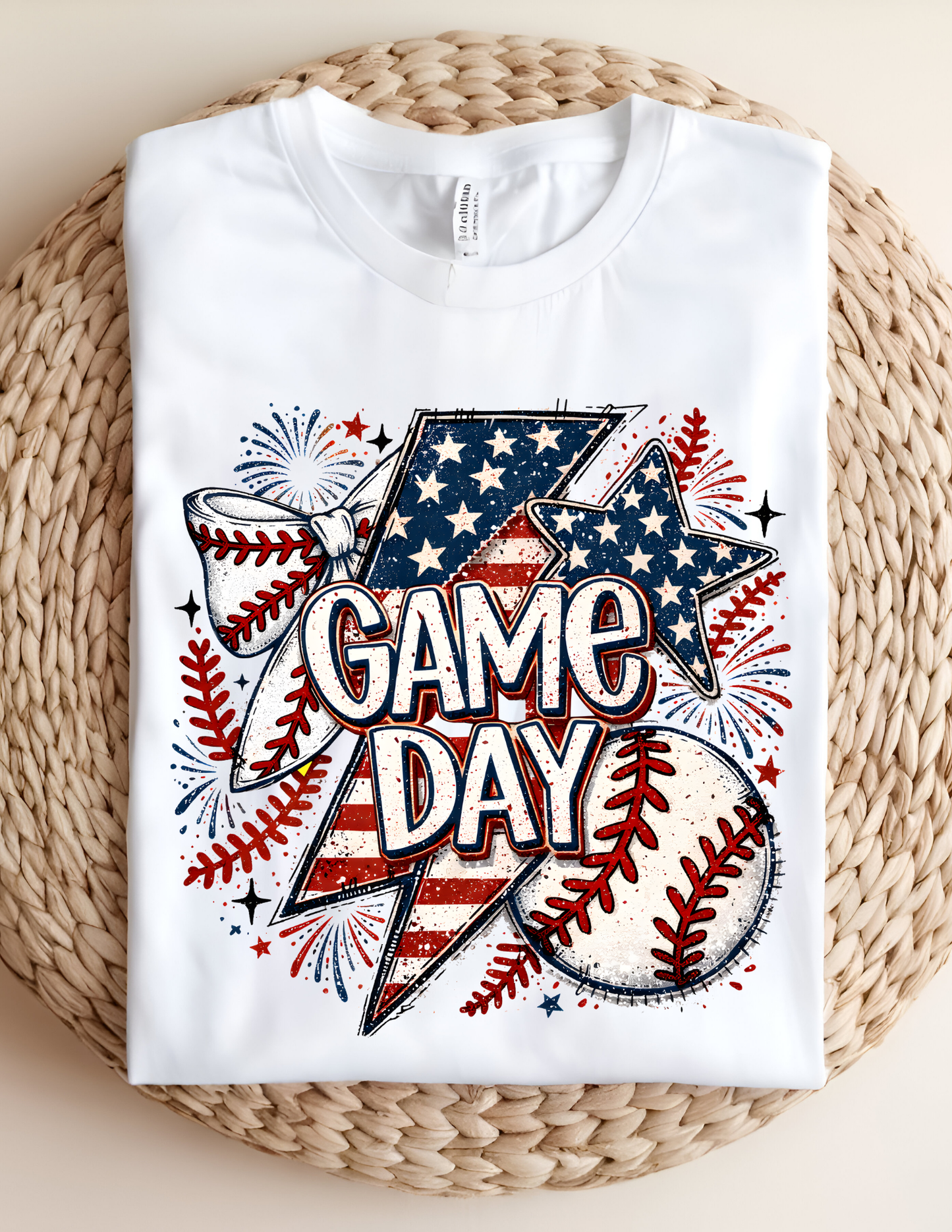 Game Day Patriotic Baseball Tee – Stars, Stripes & Home Run Style⚾