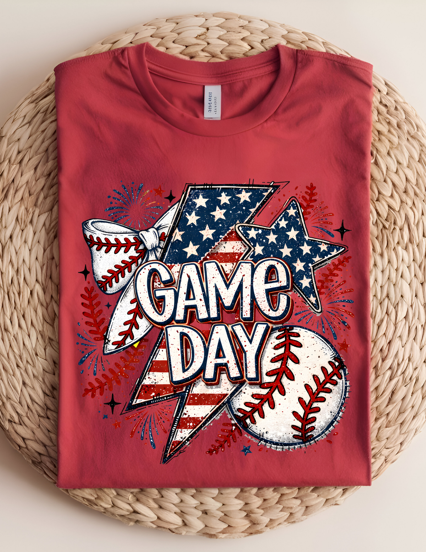 Game Day Patriotic Baseball Tee – Stars, Stripes & Home Run Style⚾