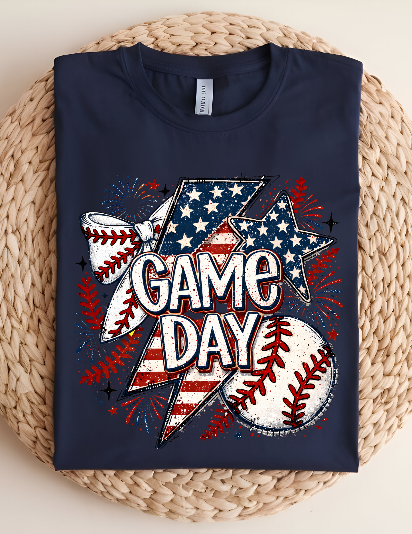 Game Day Patriotic Baseball Tee – Stars, Stripes & Home Run Style⚾