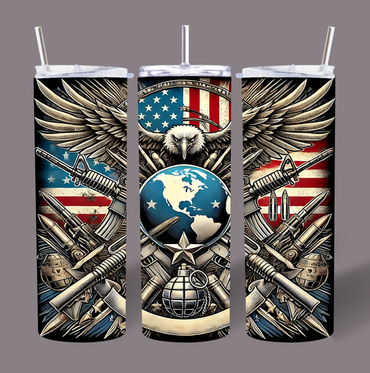 American Warrior Eagle 20oz Stainless Steel Tumbler