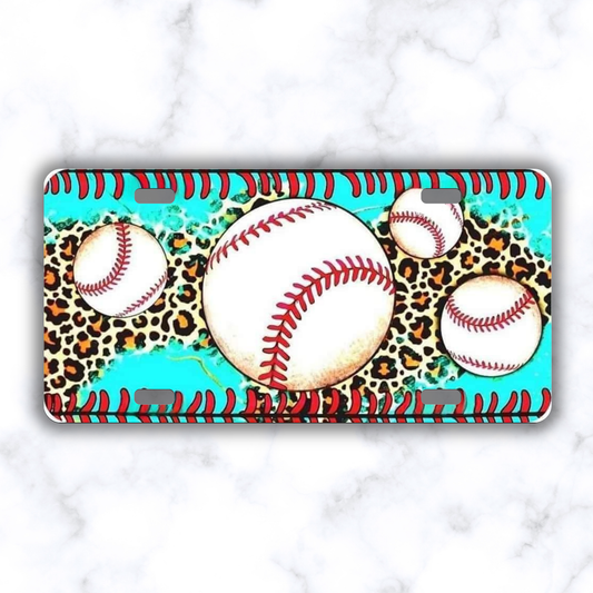 Leopard Print Baseball License Plate