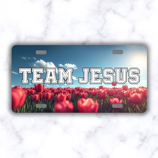 Team Jesus Floral License Plate