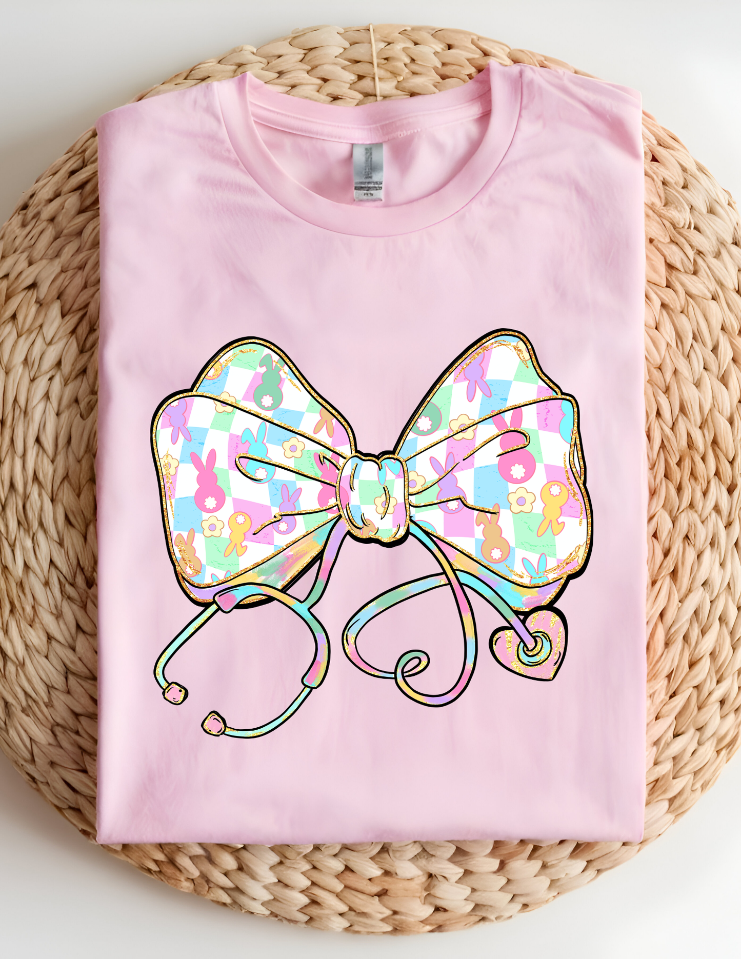 Easter Bow with Stethoscope Tshirt