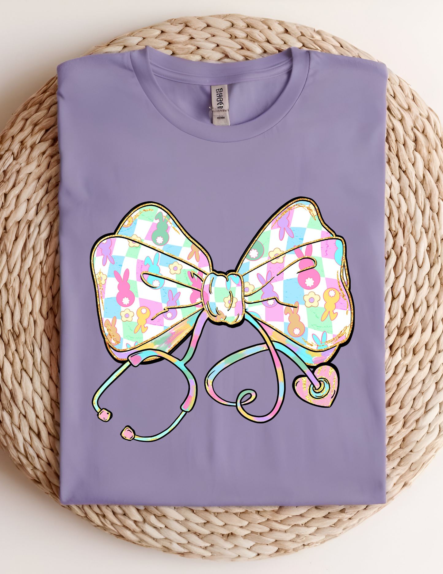 Easter Bow with Stethoscope Tshirt
