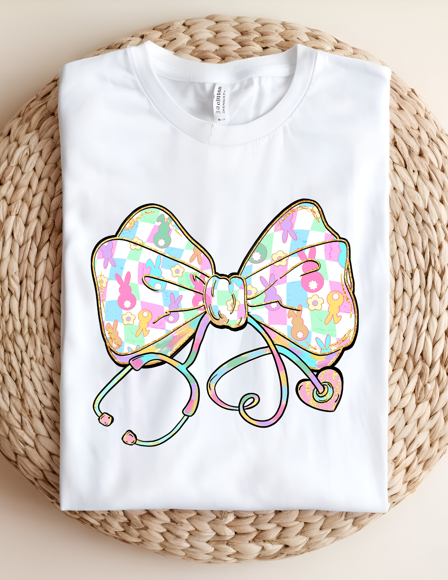Easter Bow with Stethoscope Tshirt