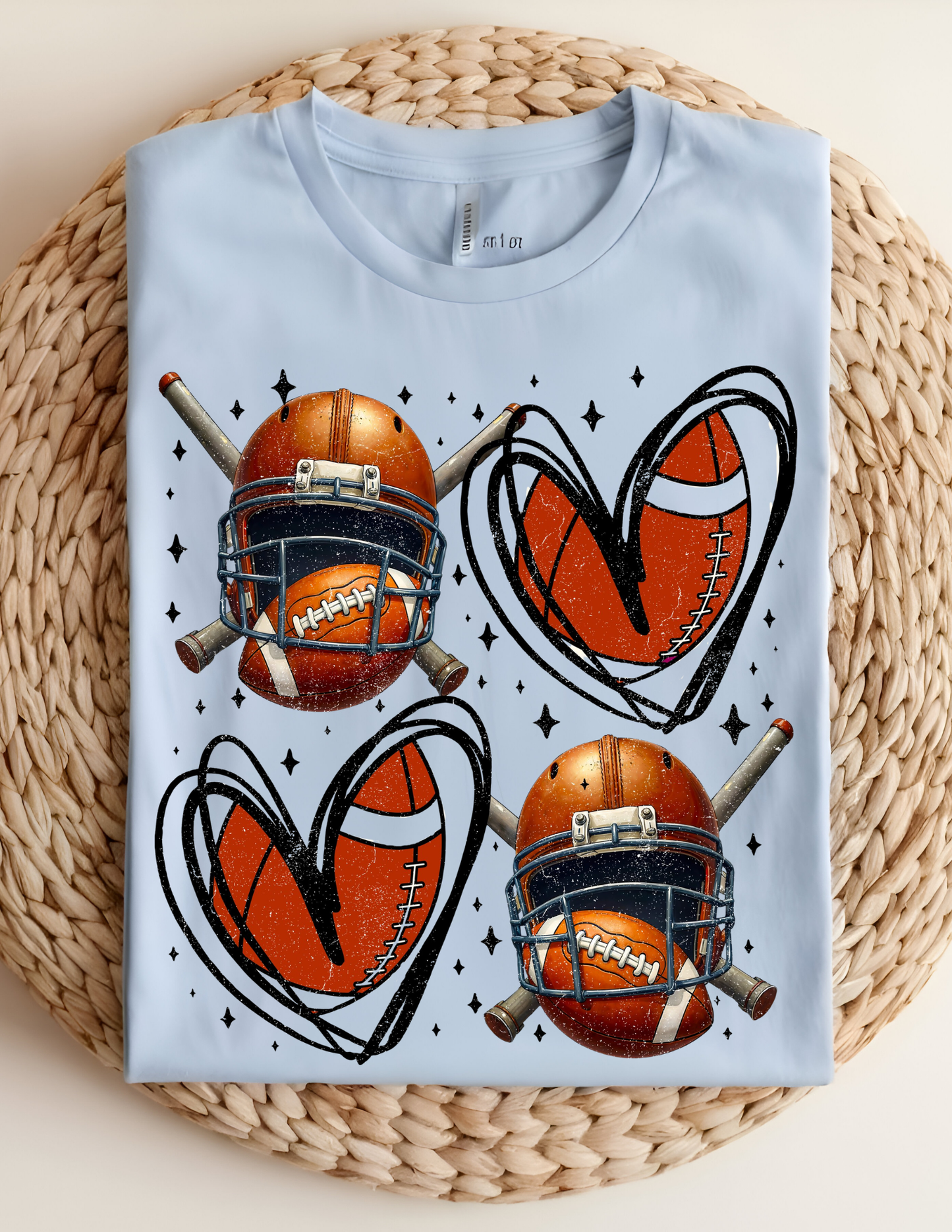 Football Hearts & Helmets Graphic Tee 🏈🖤