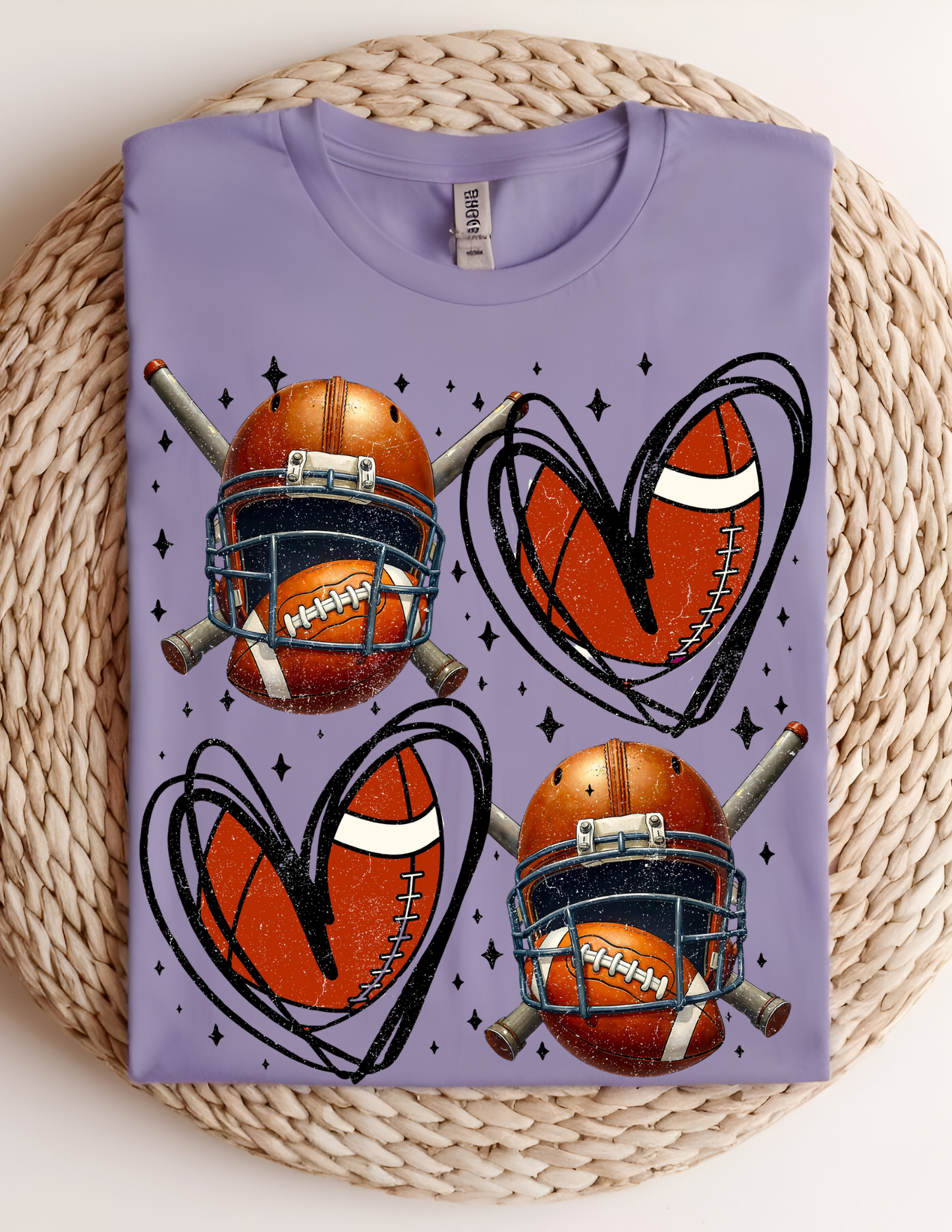 Football Hearts & Helmets Graphic Tee 🏈🖤