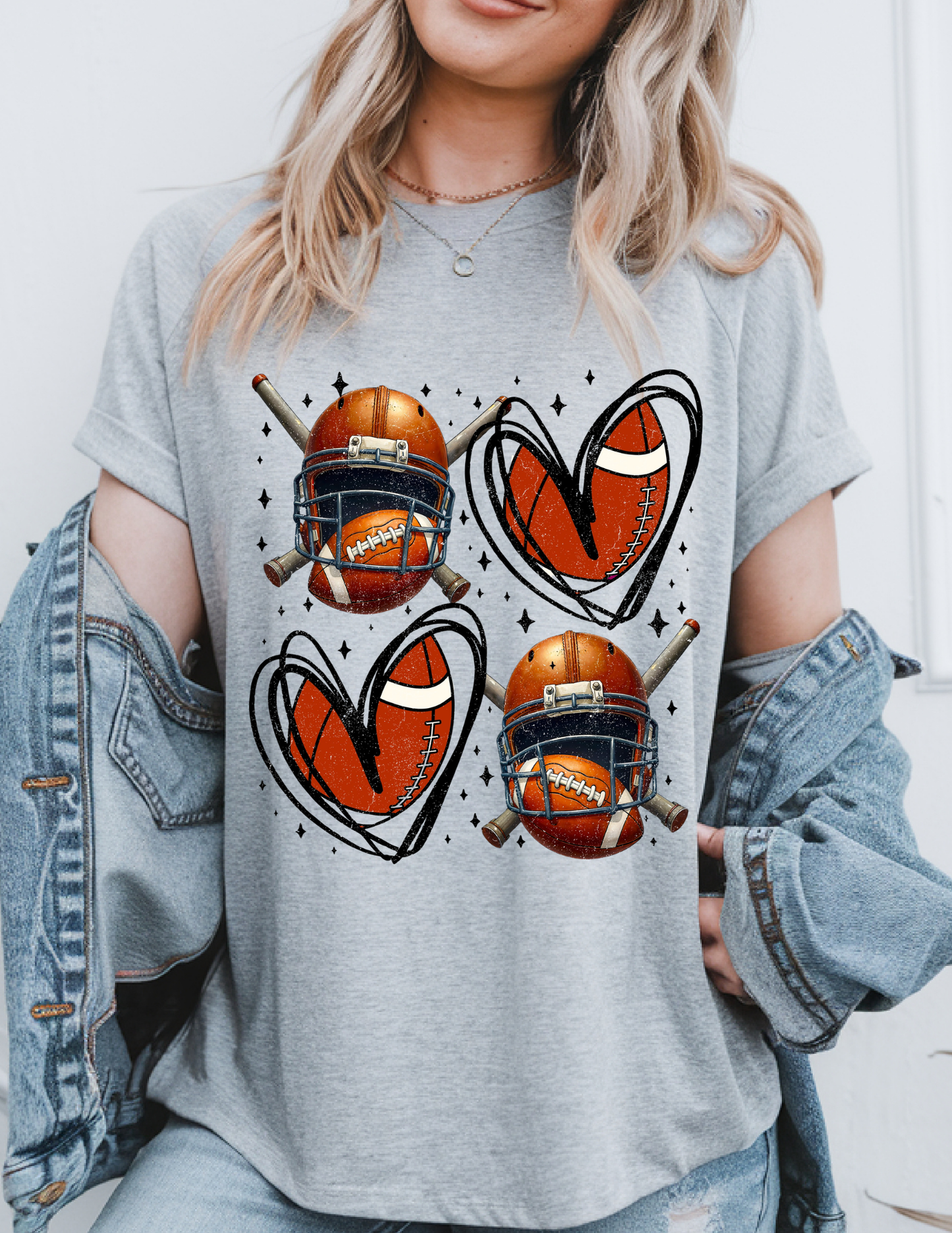 Football Hearts & Helmets Graphic Tee 🏈🖤