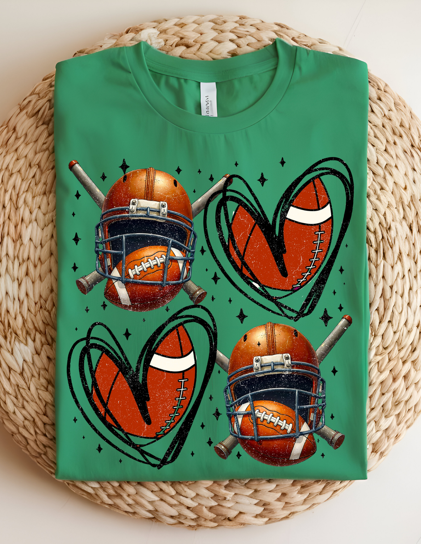 Football Hearts & Helmets Graphic Tee 🏈🖤