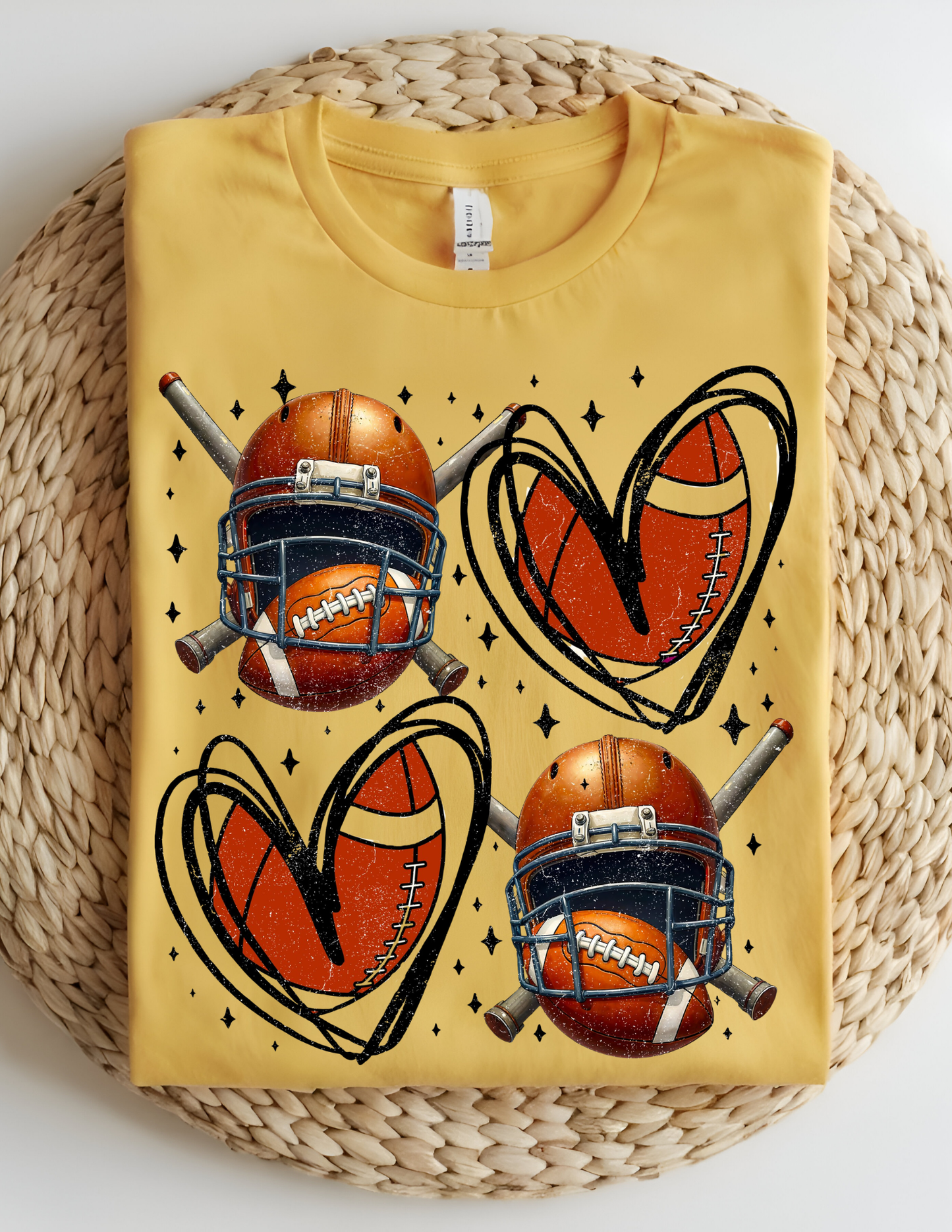 Football Hearts & Helmets Graphic Tee 🏈🖤