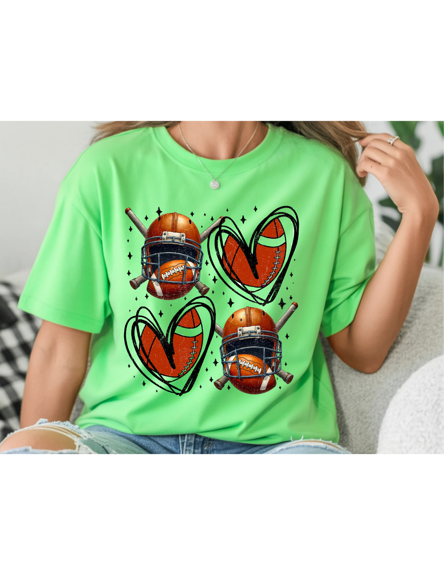 Football Hearts & Helmets Graphic Tee 🏈🖤