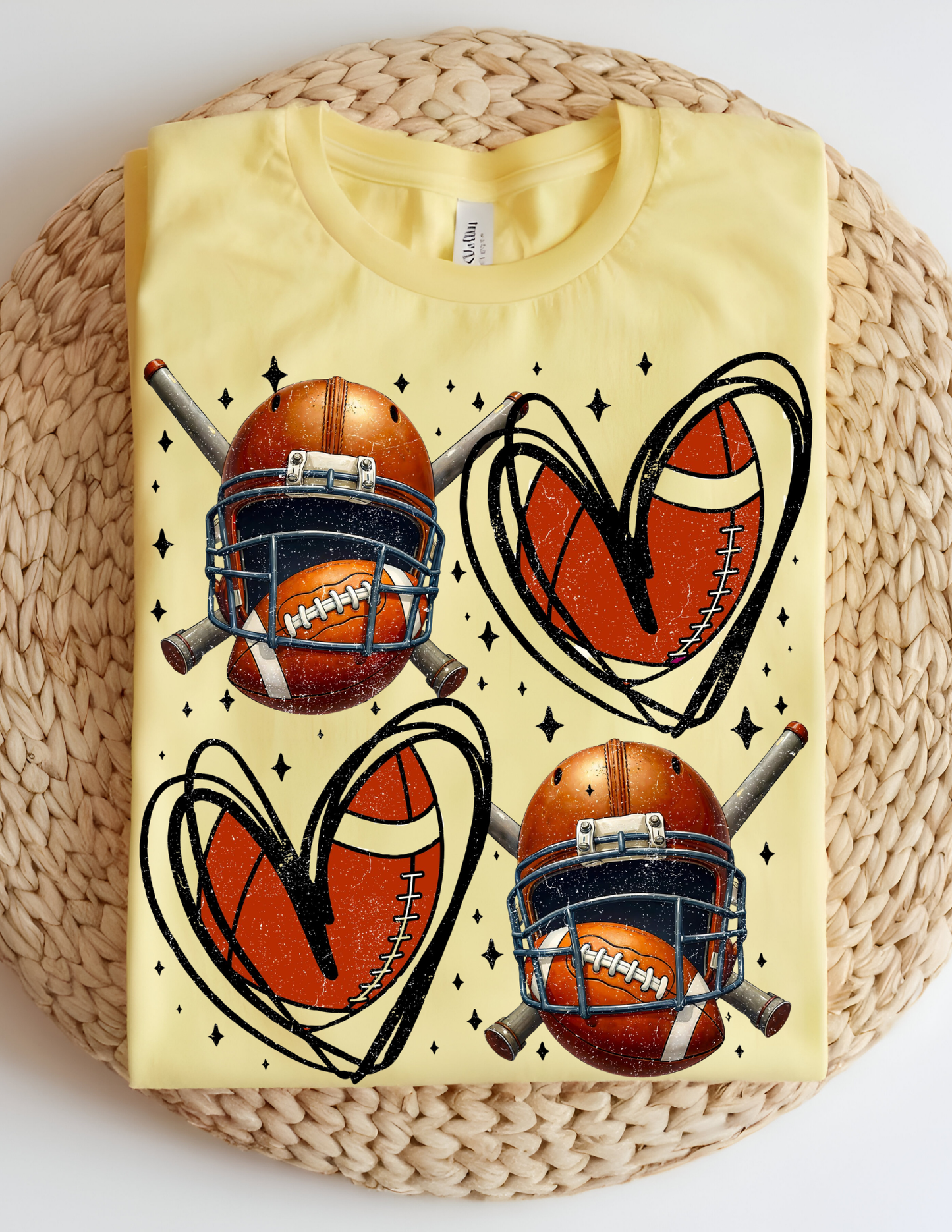 Football Hearts & Helmets Graphic Tee 🏈🖤