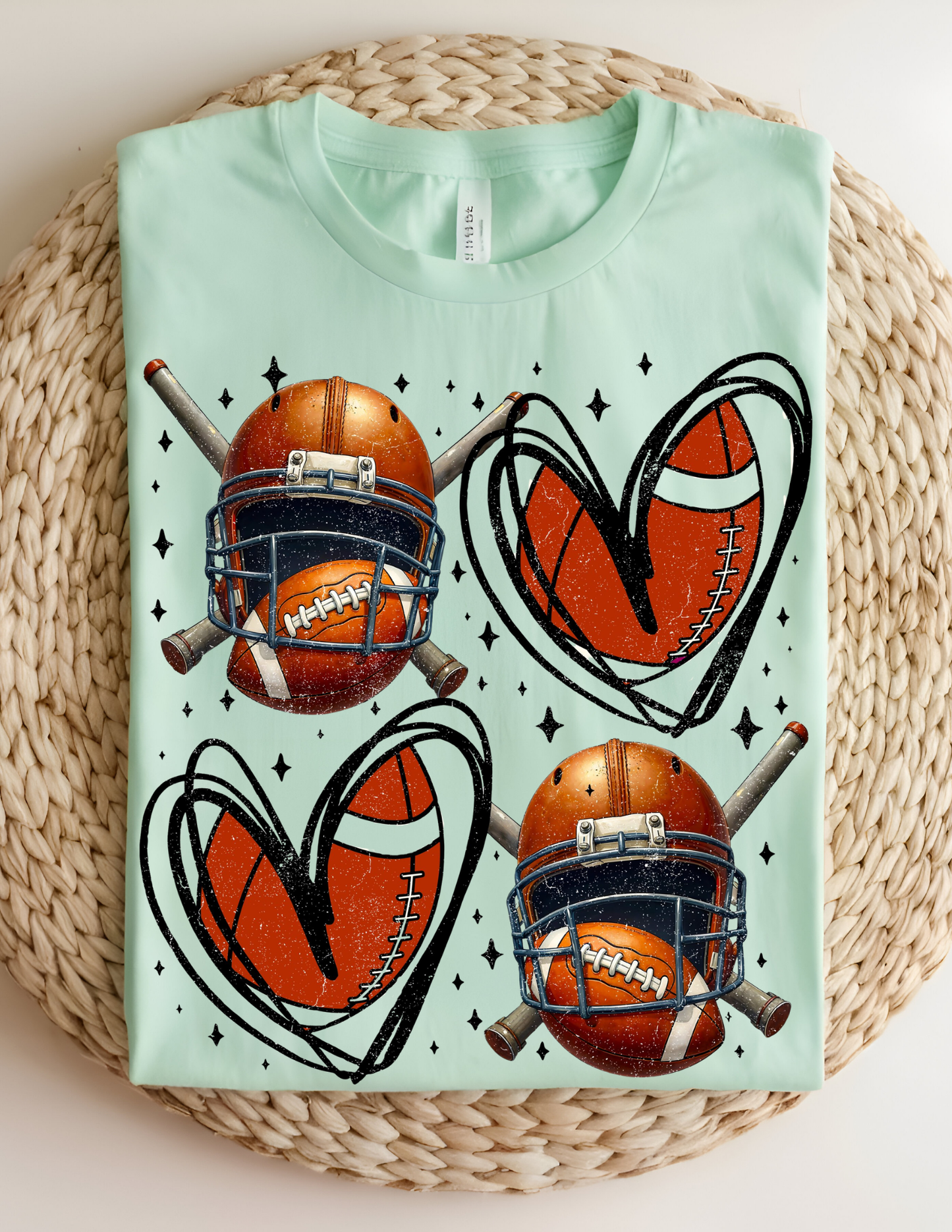 Football Hearts & Helmets Graphic Tee 🏈🖤