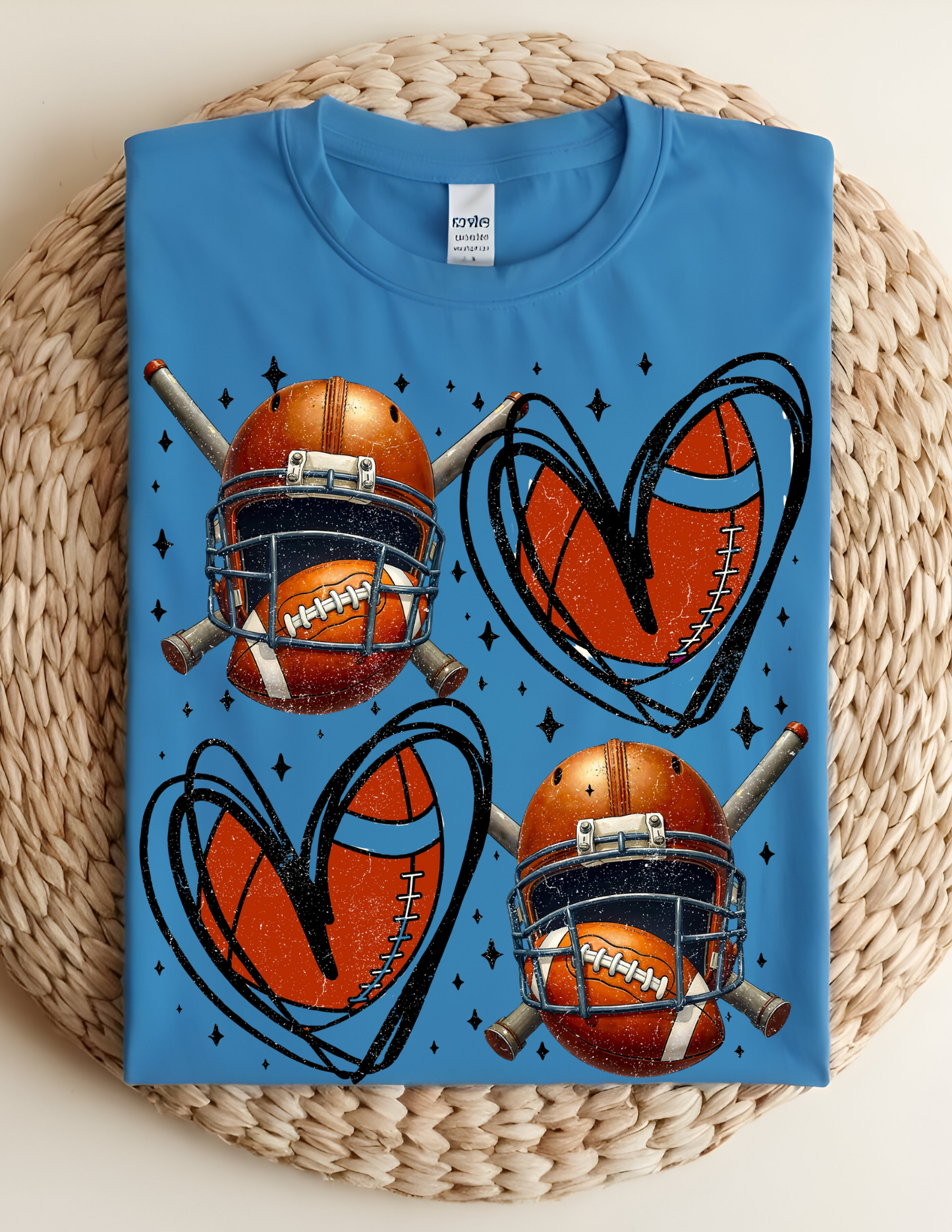 Football Hearts & Helmets Graphic Tee 🏈🖤