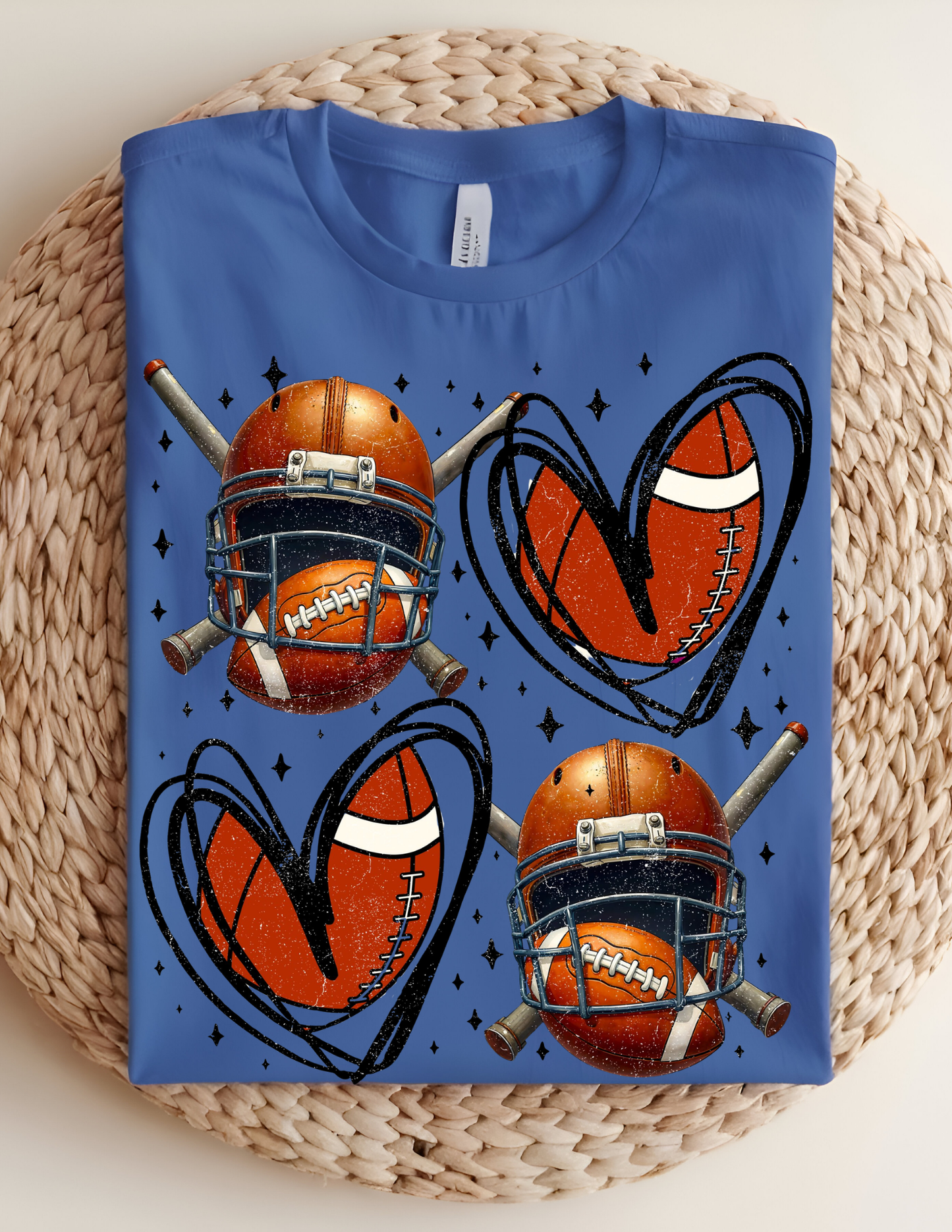 Football Hearts & Helmets Graphic Tee 🏈🖤