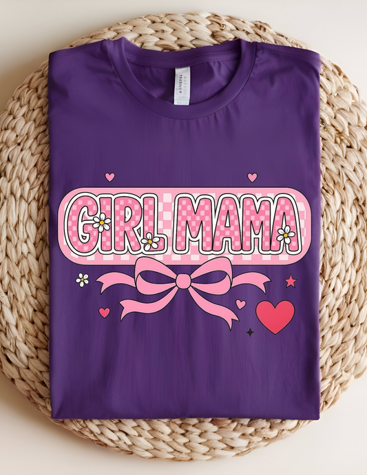 Pink Bow Girl Mama Checkered Tee 💕