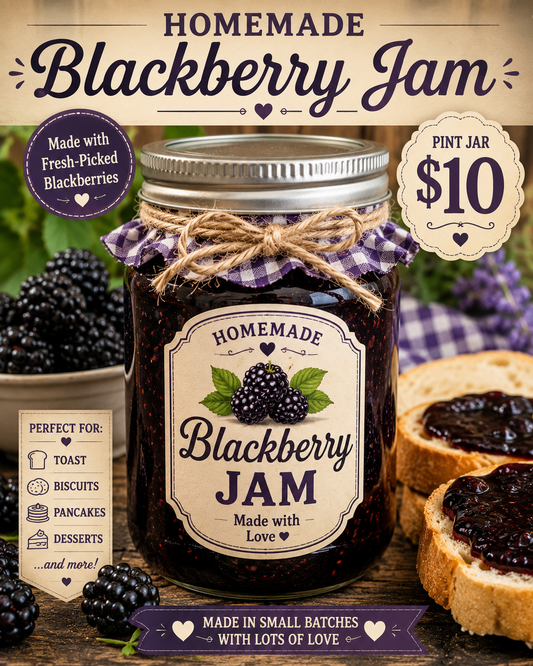 BlackBerry Jam Homemade Pint Jar