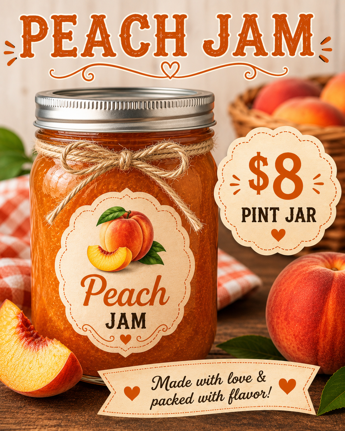 Peach Jam Homeade Pint