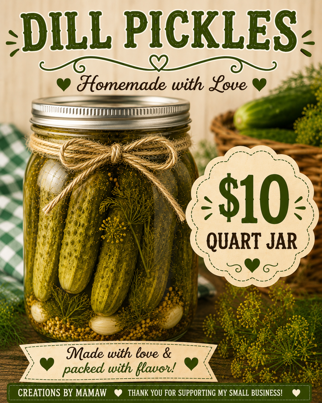 Dill Pickles Homeade Quart
