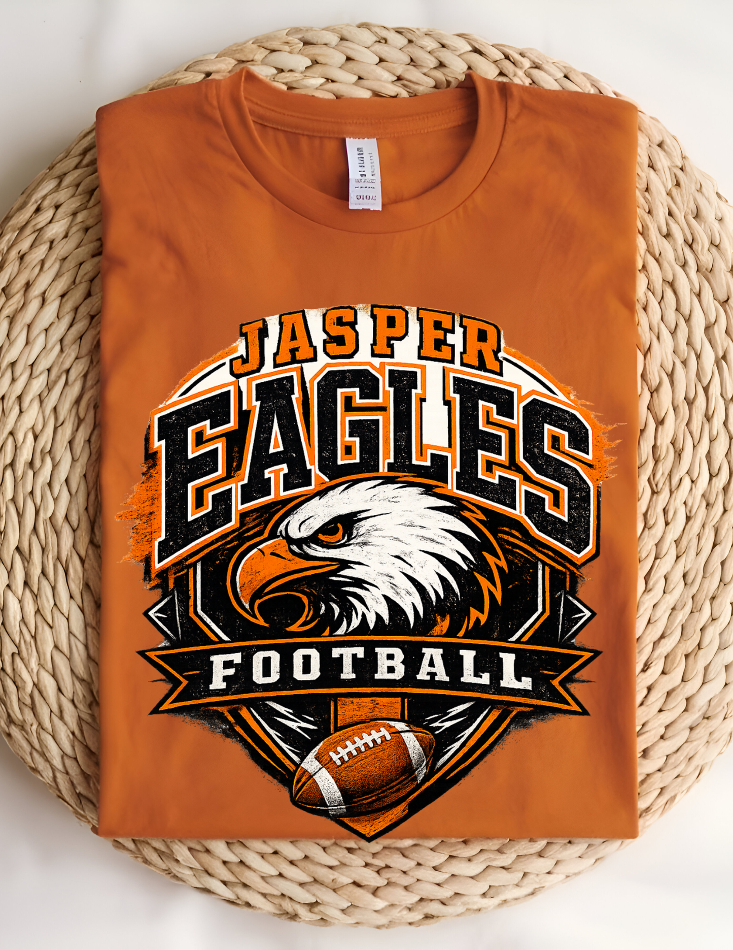Jasper Eagles Football Tee | Orange & Black Spirit Shirt