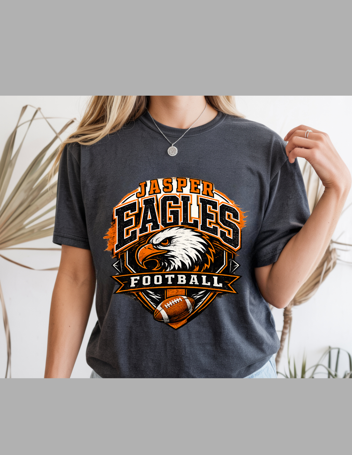 Jasper Eagles Football Tee | Orange & Black Spirit Shirt