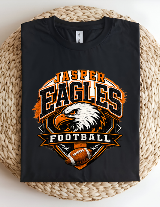 Jasper Eagles Football Tee | Orange & Black Spirit Shirt