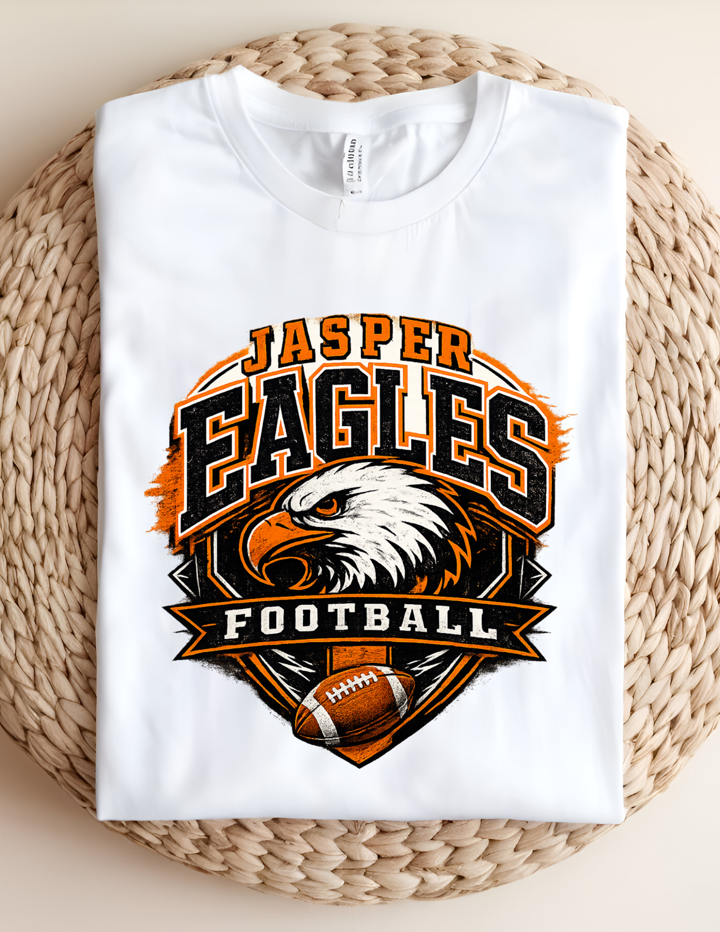 Jasper Eagles Football Tee | Orange & Black Spirit Shirt