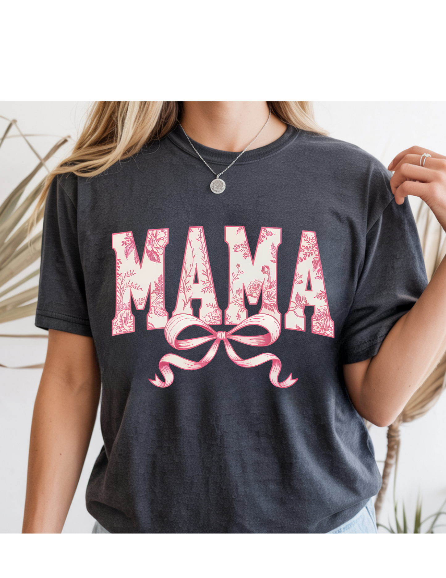 Floral Bow “MAMA” Statement Tee