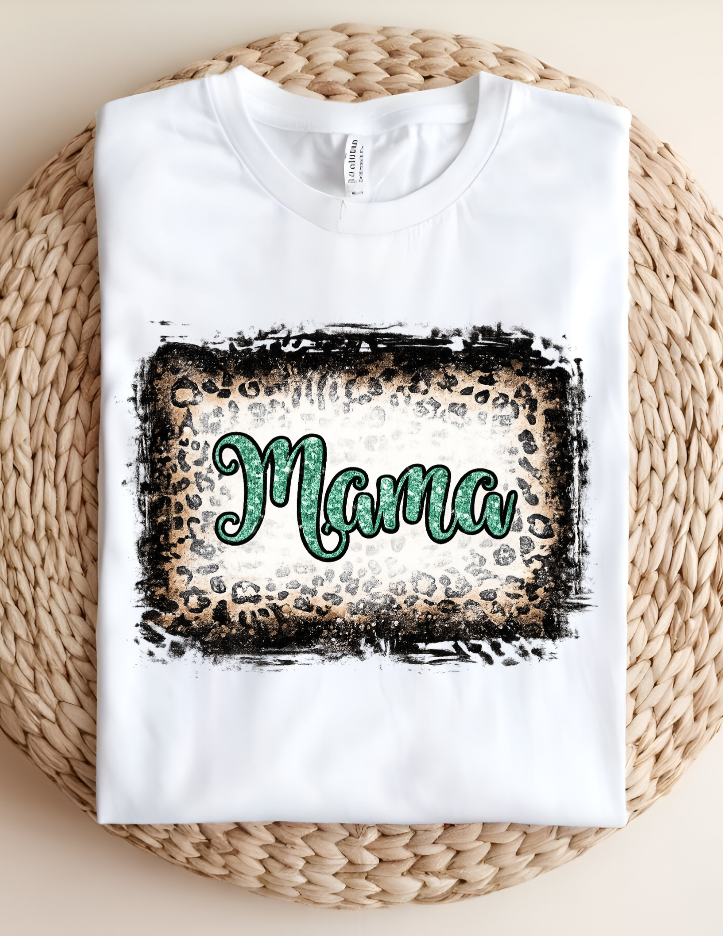 Distressed Leopard Mama Script Tee