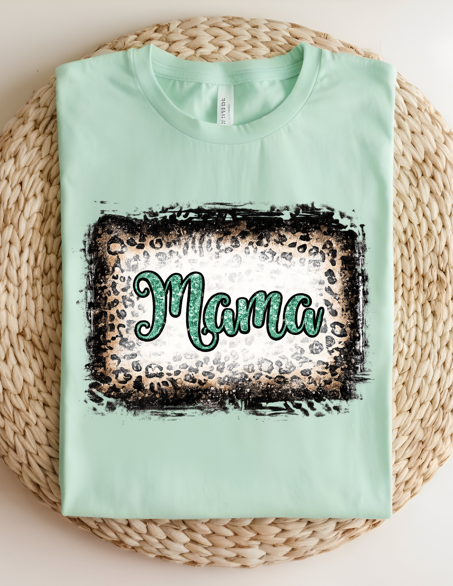 Distressed Leopard Mama Script Tee