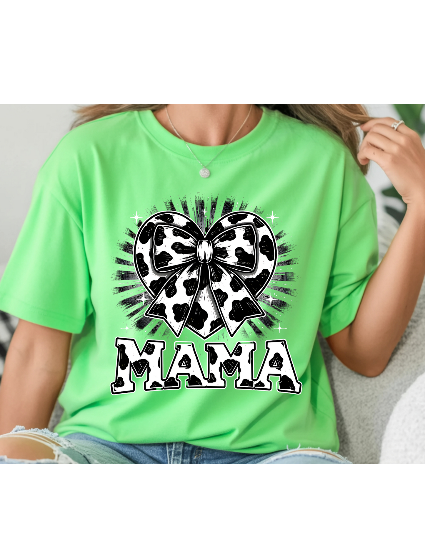 Cow Print Bow “MAMA” Graphic Tee