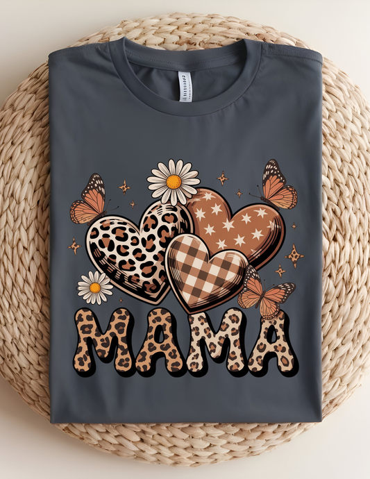 Leopard Mama Hearts Tee 🤎🦋🌼