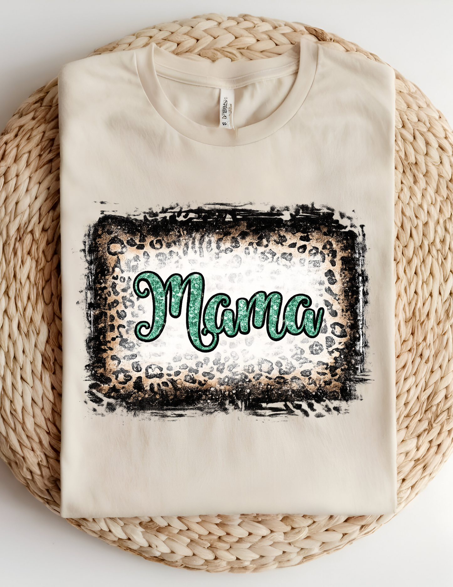 Distressed Leopard Mama Script Tee