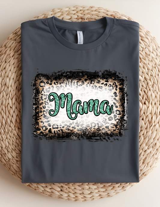 Distressed Leopard Mama Script Tee