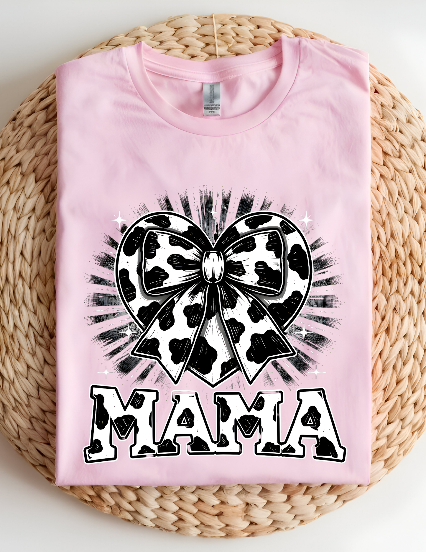 Cow Print Bow “MAMA” Graphic Tee